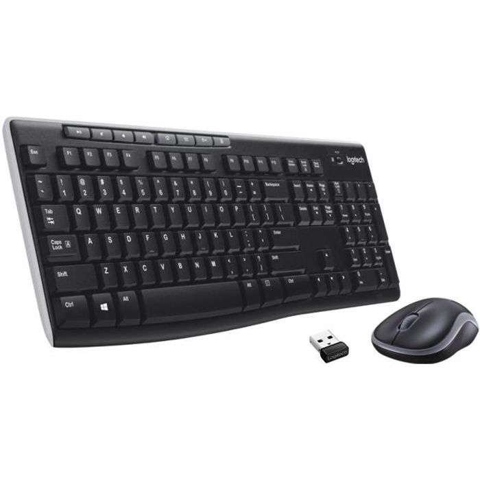 Ensemble clavier et souris - Logitech combo clavier et souris sans fil - MK270 - Windows