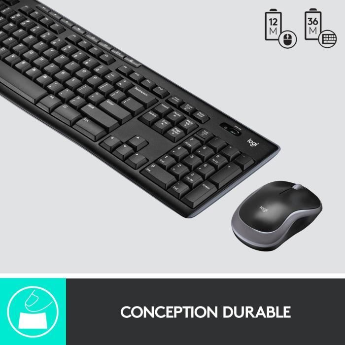 Ensemble clavier et souris Logitech Combo Clavier et Souris Sans Fil MK270 pour Windows