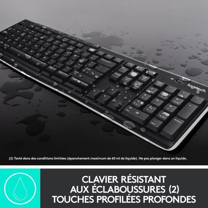 Ensemble clavier et souris - Logitech combo clavier et souris sans fil - MK270 - Windows