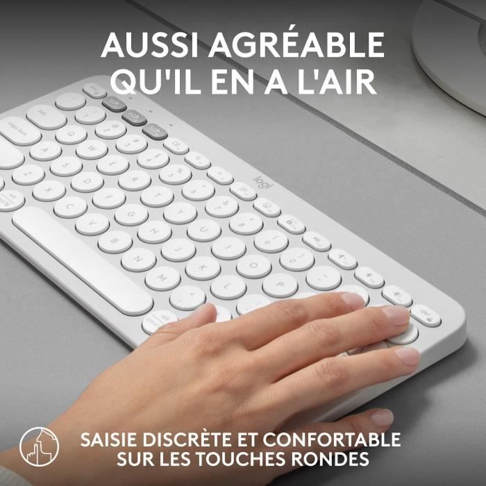 Clavier - Sans fil - Logitech - Pebble Keys 2 K380s - Bouton Easy-switch - Blanc