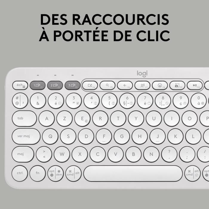 Clavier - Sans fil - Logitech - Pebble Keys 2 K380s - Bouton Easy-switch - Blanc