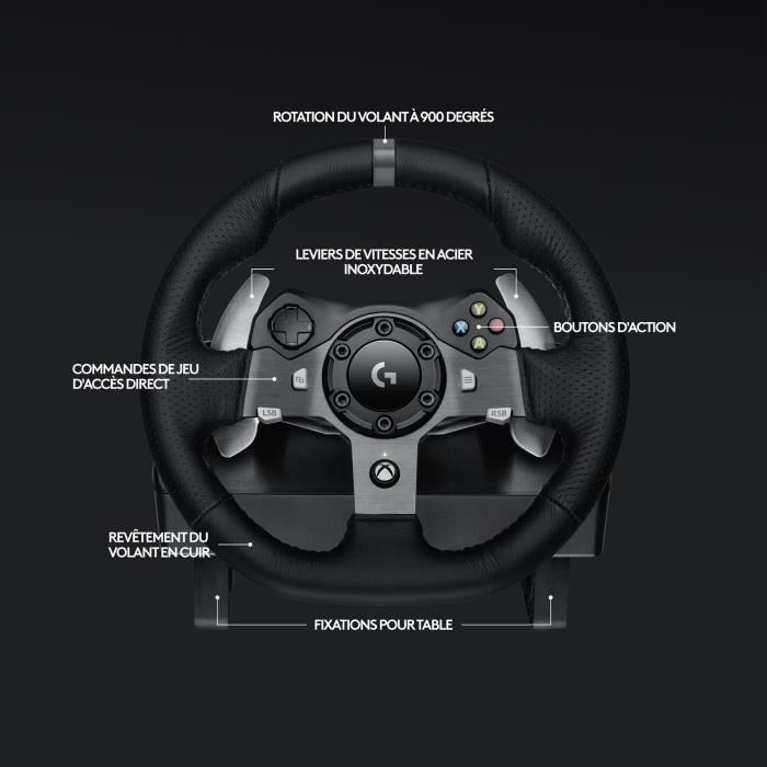 Volant de course et pédales G920 - Logitech G - Compatible Xbox serie X/S, One et PC