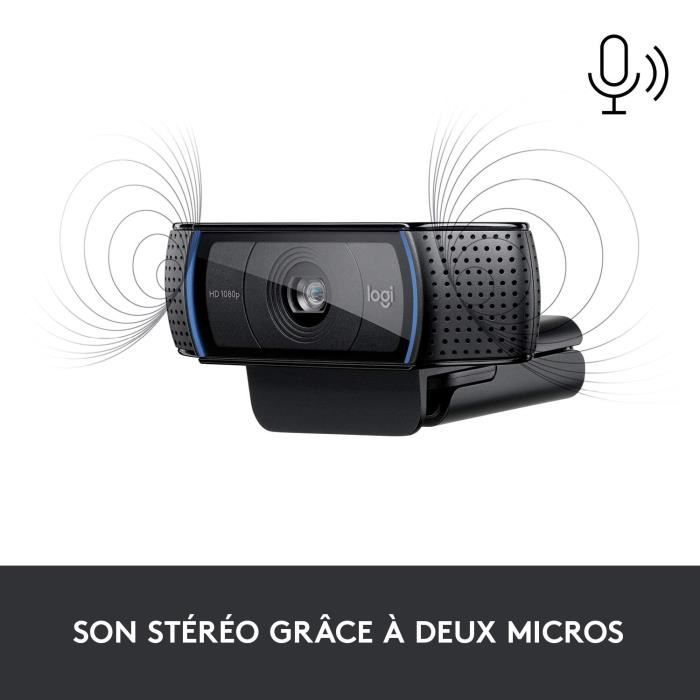 Webcam Logitech C920 HD, Appels et Enregistrements Vidéo Full HD 1080p, Gaming Stream, Deux Microphones