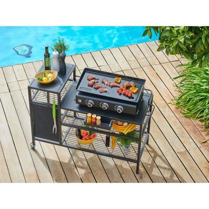 Chariot pour Plancha - BRASERO - OUTDOOR KITCHEN - Métal - Noir - 128x60x89 cm