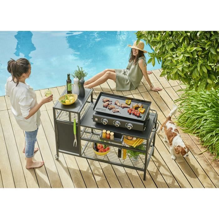 Chariot pour Plancha - BRASERO - OUTDOOR KITCHEN - Métal - Noir - 128x60x89 cm