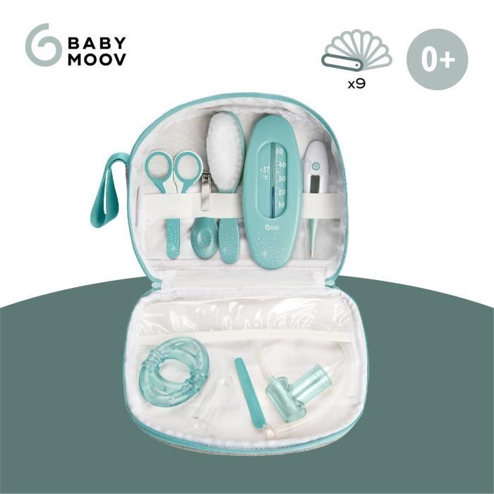 Babymoov Trousse de soin pour bébé, 9 Accessoires, avec Thermometre Digital, Bleue