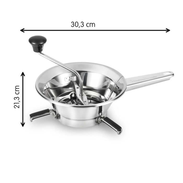 MOULINEX Classic Moulin a légumes, Acier inoxydable, Bols jusqu'a 21 cm, Compatible lave-vaisselle, Fabriqué en France A40106