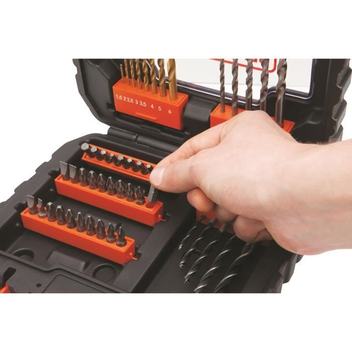 Coffret Perçage Vissage BLACK+DECKER - A7232-XJ - 50 Accessoires - Forets, Embouts, Fraise