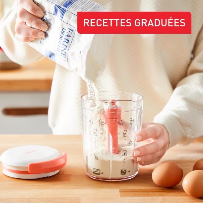 TEFAL Crepes Express Mélangeur pâte a crepes, Préparation en 2 minutes, Sans grumeaux, 3 recettes graduées intégrées K1844404