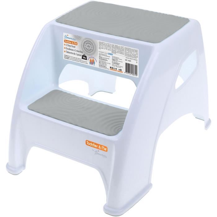 Tabouret marchepied - DREAMBABY - Toddler & Me 2 Up - Antidérapant et texturé - Jusqu'a 145kg pour les petits et les adultes - Gris