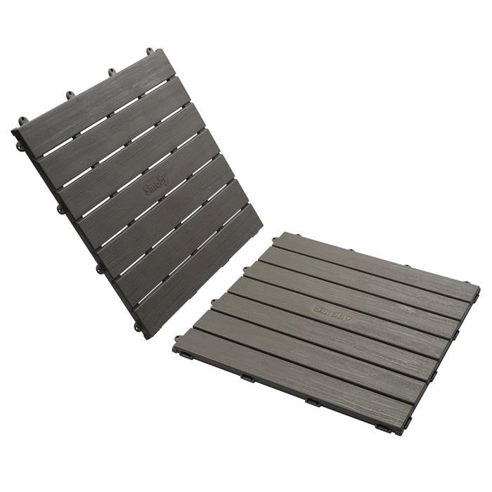 Smoby - Set de 6 dalles - Plancher de Maison - Anti-UV - 45x45cm - Effet texturé bois - Plastique 100% recyclé - Fabriqué en France