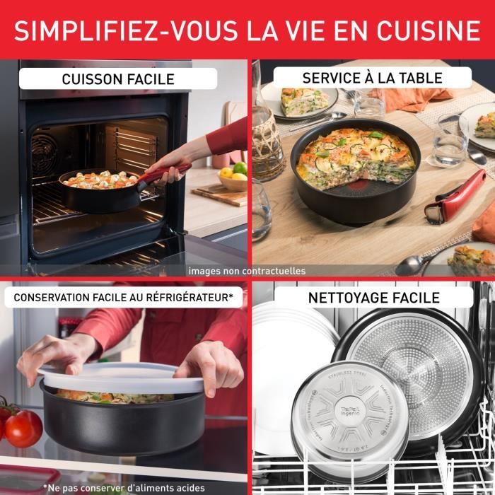 TEFAL INGENIO Natural Force Wok 26 cm, Induction, Antiadhésif, Empilable, Compatible lave-vaisselle, Fabriqué en France L3967702