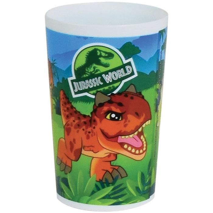 JURASSIC WORLD - Lot vaisselle pour enfant avec verre, assiette creuse, assiette, couverts, gourde et boite gouter