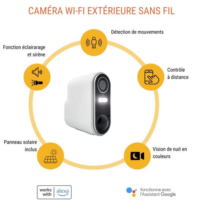 Caméra de surveillance extérieure sans fil avec panneau solaire Konyks Camini Air 2 Solar