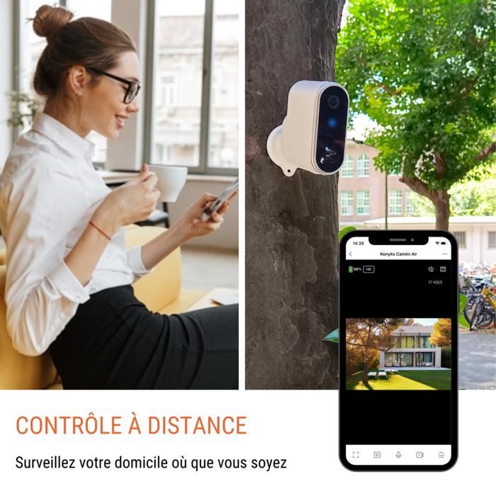 Caméra de surveillance extérieure sans fil avec panneau solaire Konyks Camini Air 2 Solar