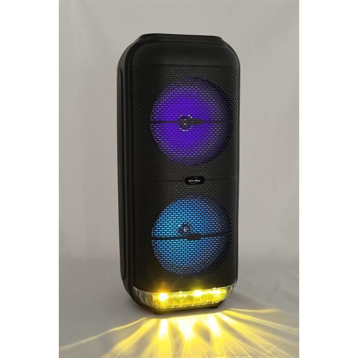 Enceinte Karaoké lumineuse - INOVALLEY - KA22-BTH - Bluetooth V5.0 - 49 cm - 500 W - Noir