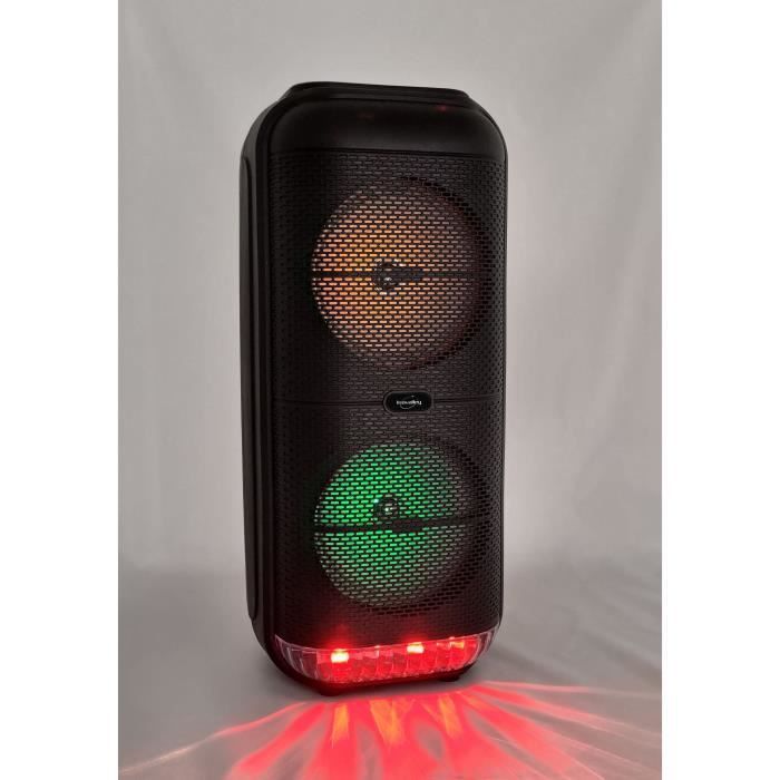 Enceinte Karaoké lumineuse - INOVALLEY - KA22-BTH - Bluetooth V5.0 - 49 cm - 500 W - Noir