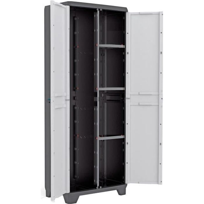 KIS Armoire de rangement utilitaire Linear - 68 x 39 x 173 cm - Noir et gris