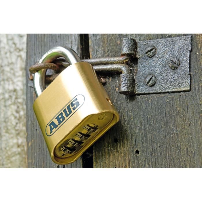 Cadenas a combinaison - ABUS - 180IB/50 B/DFNLI - Corps laiton forgé - Anse inox - Code numérique a quatre chiffres