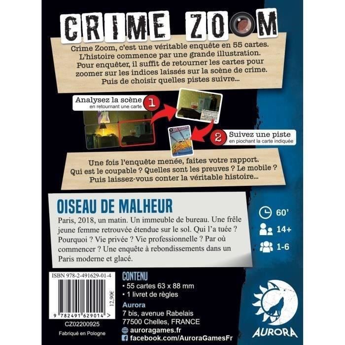 Crime Zoom : Oiseau de Malheur - Asmodee -  Jeu d'enquete - Des 14 ans - 30 minutes a 1h