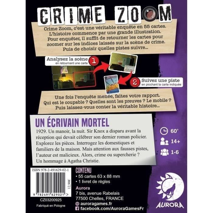 Crime Zoom  Un Écrivain Mortel - Asmodee -  Jeu d'enquete - Des 14 ans - 30 minutes a 1h