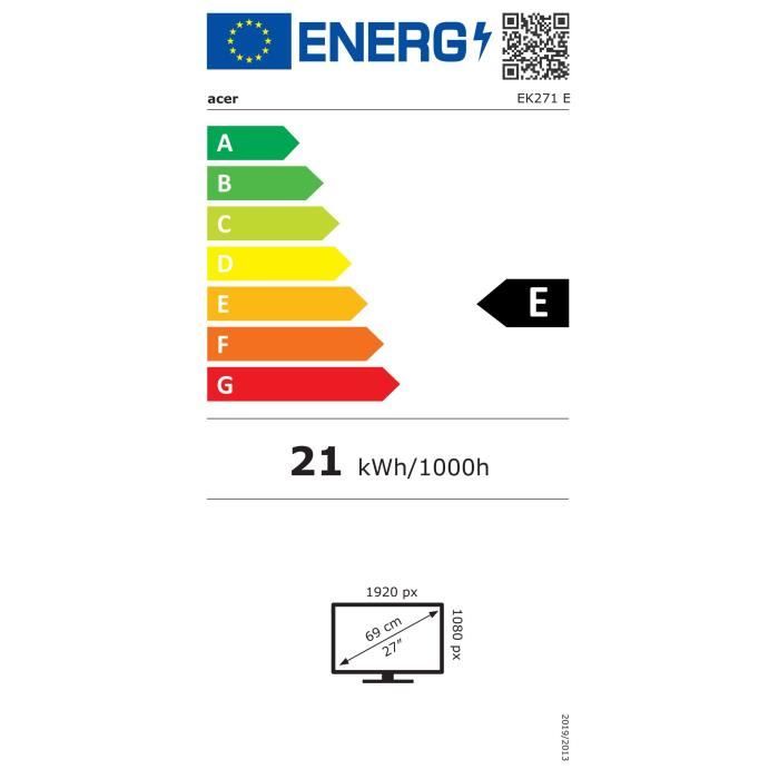 Écran PC - Acer EK271Ebi - 27 FHD - Dalle IPS - 100Hz HDMI/75Hz VGA - 1ms VRB - FreeSync - Acer VisionCare - Noir