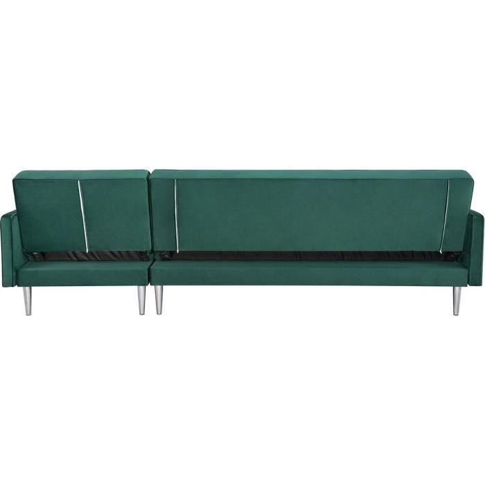 Canapé d'angle réversible 3 places  ISTANA -Velours Vert-  - - L 286 x P 169 x H 80 cm