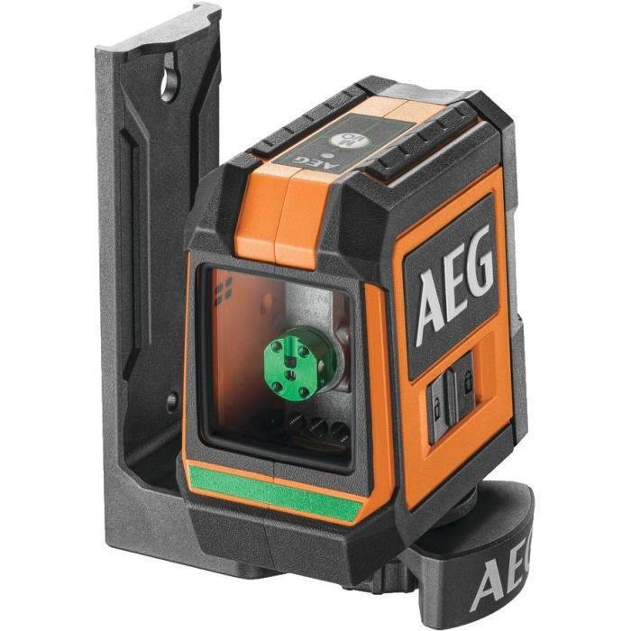 AEG - Niveau laser croix, portée 20 m, laser vert, 2 lignes, avec 1 adaptateur, 2 piles AA, 1 pochette de rangement - CLG220-B