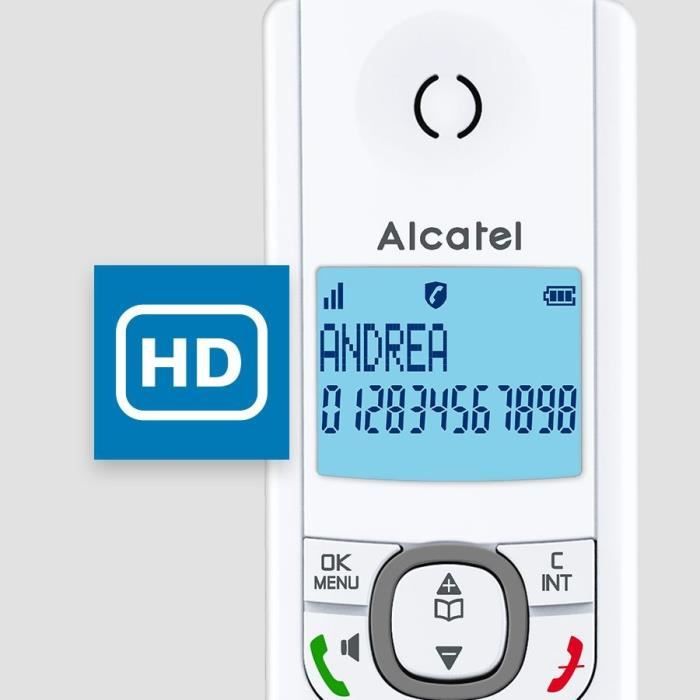 Téléphone sans fil - ALCATEL - F530 Duo - 2 combinés, blocage d'appels, mains libres, 2 mémoires directes, Blanc/Bleu