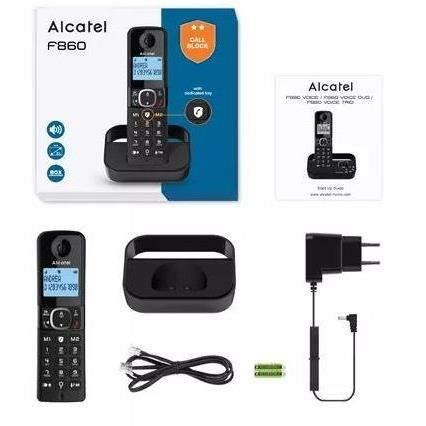 Téléphone fixe sans fil - ALCATEL - F860 solo noir - Sans répondeur