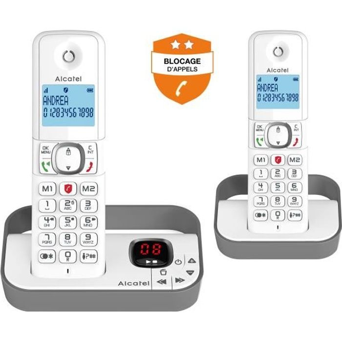 Téléphone fixe sans fil - ALCATEL - F860 voice duo grey - Blocage d'appels indésirables