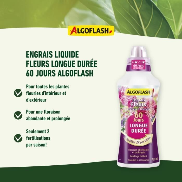 Engrais Fleurs - ALGOFLASH NATURASOL  - Longue Durée 60 jours - 750 mL