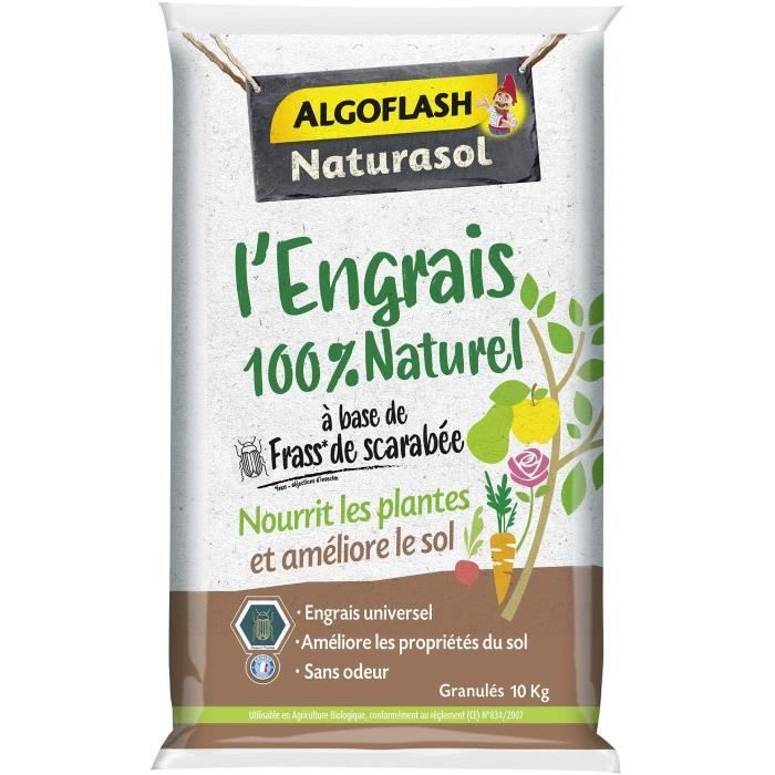 Engrais 100% Naturel Complet a base de Fass de Scarabée - ALGOFLASH NATURASOL - 10 kg