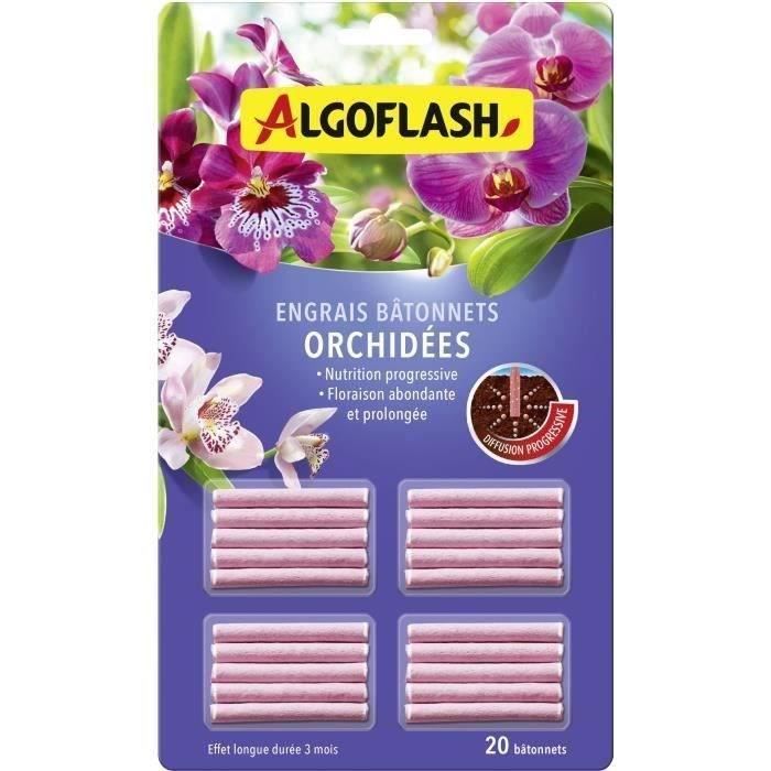 Engrais pour orchidées - ALGOFLASH - 20 bâtonnets - Action jusqu'a 3 mois