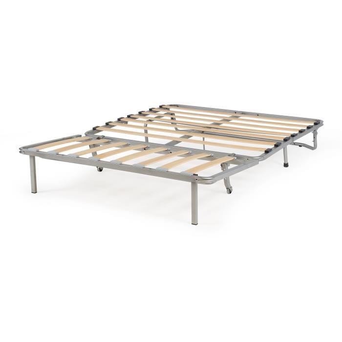 Banquette BZ Dunlopillo - Tissu Gris - 140 x 190 cm - Matelas 12cm - 2 coussins noir