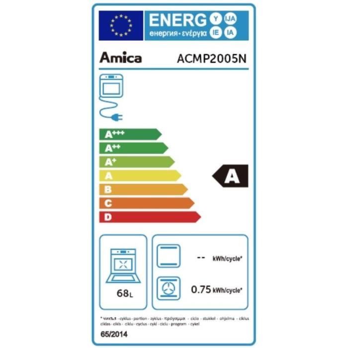 Cuisiniere gaz - AMICA - ACMP2005N - 4 feux - 85,5-90 x 60 x 60 cm - Noir