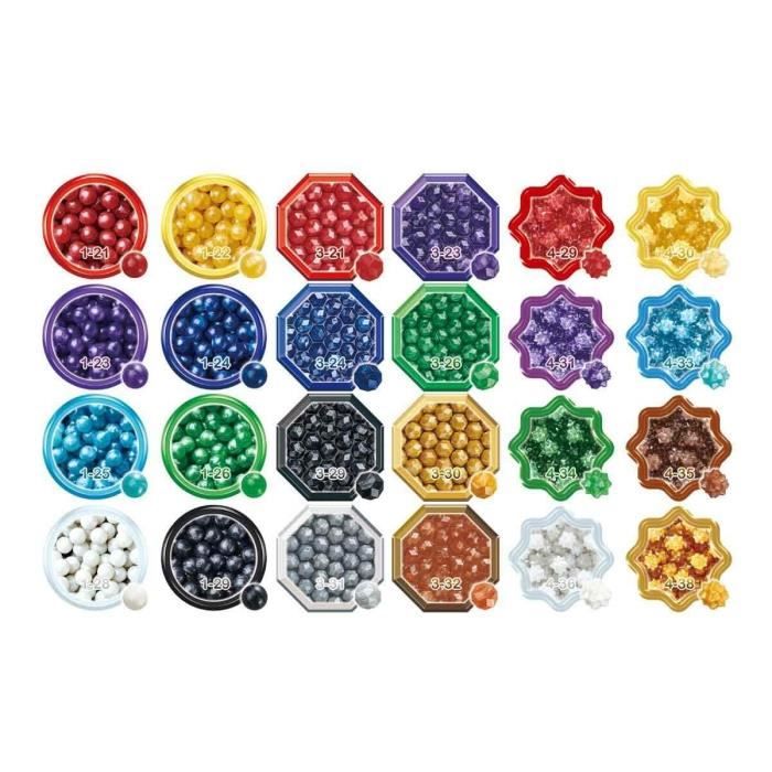 Recharge perles éclats Aquabeads - 2000 perles de 8 couleurs et 3 formes