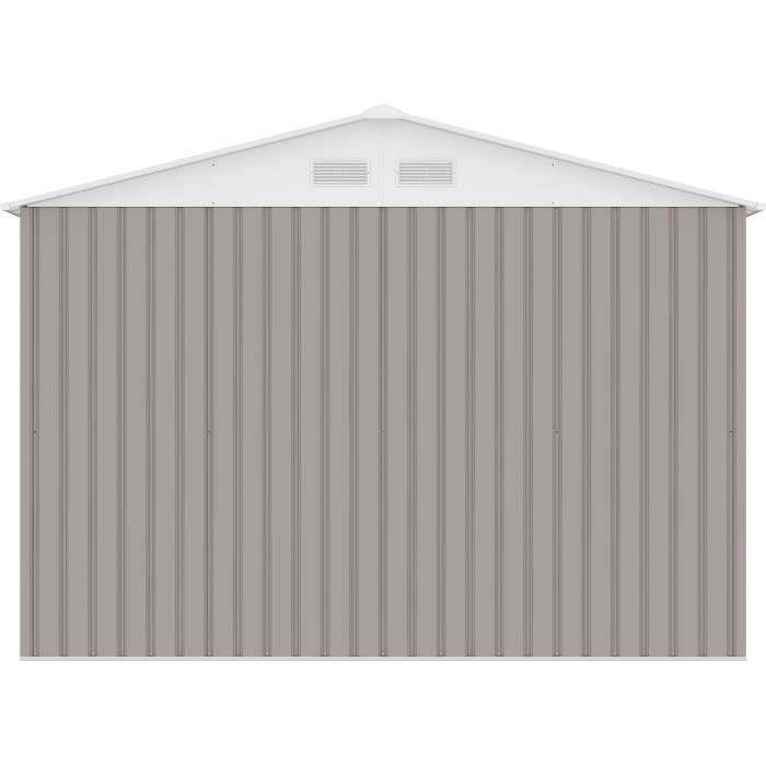 Abri de jardin en métal 8,84 m² - 277 x 319 x 202 cm - Kit d'ancrage inclus - Taupe