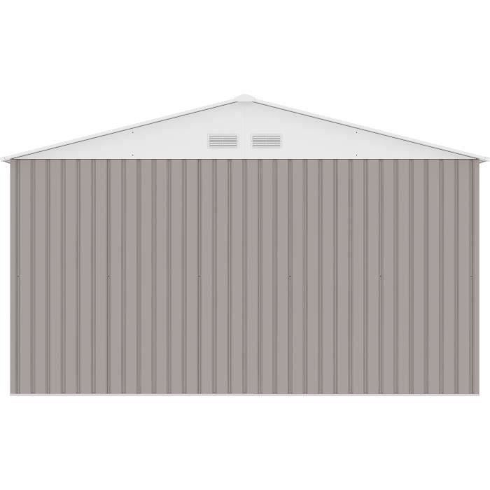 Abri de jardin en métal 10,85 m² - 340 x 319 x 210 cm - Kit d'ancrage inclus - Taupe