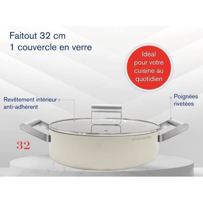 Faitout - ARTHUR MARTIN - AM0982 - 32 cm avec couvercle - Aluminium Forgé - Tous feux dont induction + four