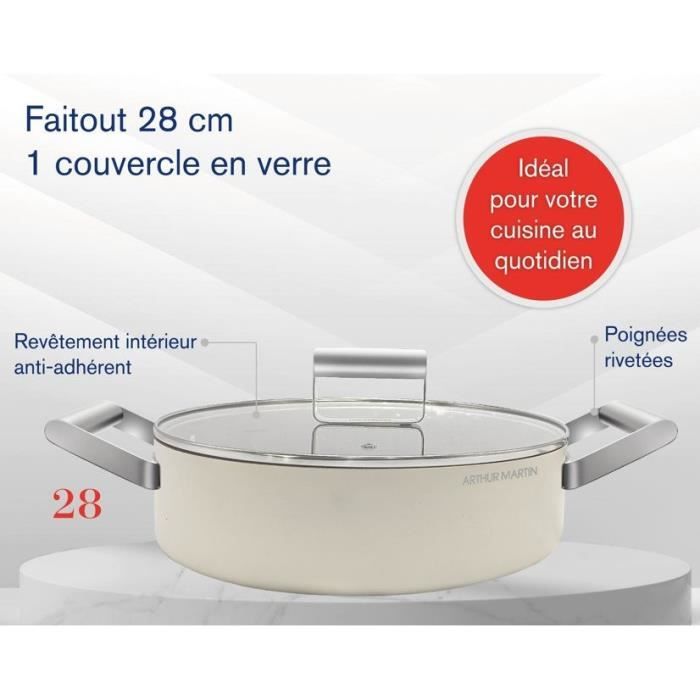 Faitout - ARTHUR MARTIN - AM1102 - 28 cm avec couvercle - Aluminium Forgé - Tous feux dont induction + four