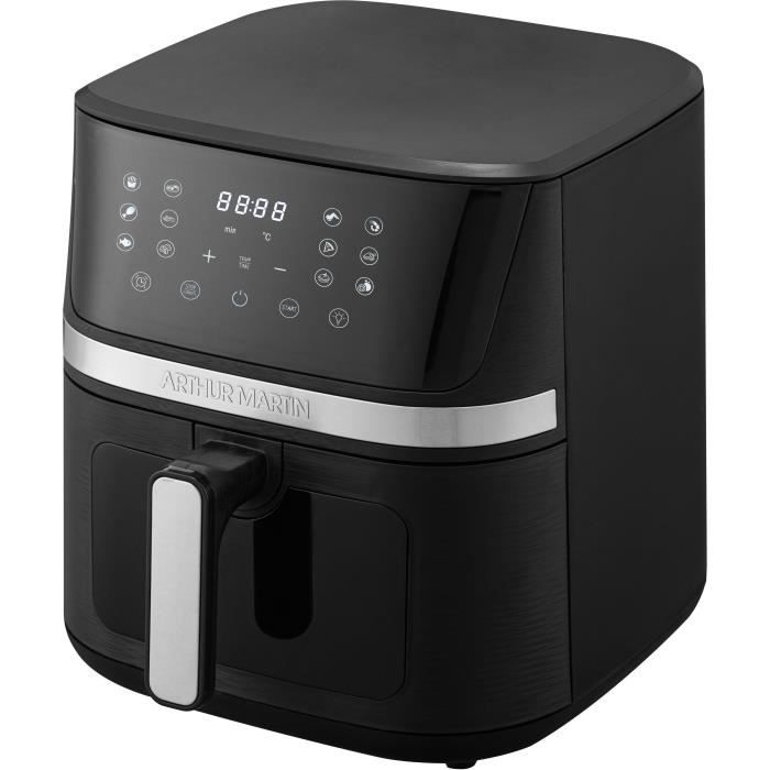 Friteuse sans huile  ARTHUR MARTIN - Airfryer 6,6 L- 1600 W - Ecran tactile - 7 pré-réglages - Noir