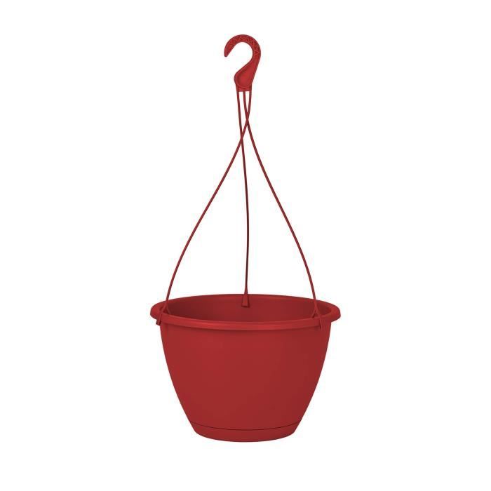 ARTEVASI Pot de fleurs suspendu Algarve - 8 L - 31 x 31 x 20,5 cm - Rouge foncé