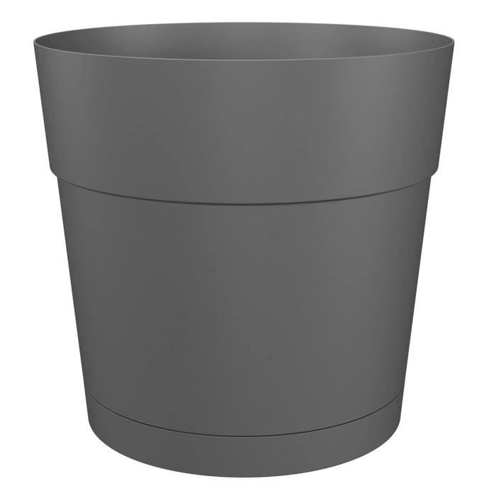 Pot a fleurs et plantes rond CAPRI LARGE - Plastique - Réservoir d'eau - diametre 30 cm - Anthracite - ARTEVASI