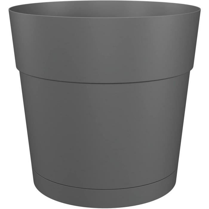 Pot a fleurs et plantes rond CAPRI LARGE - Plastique - Réservoir d'eau - diametre 40 cm - Anthracite - ARTEVASI