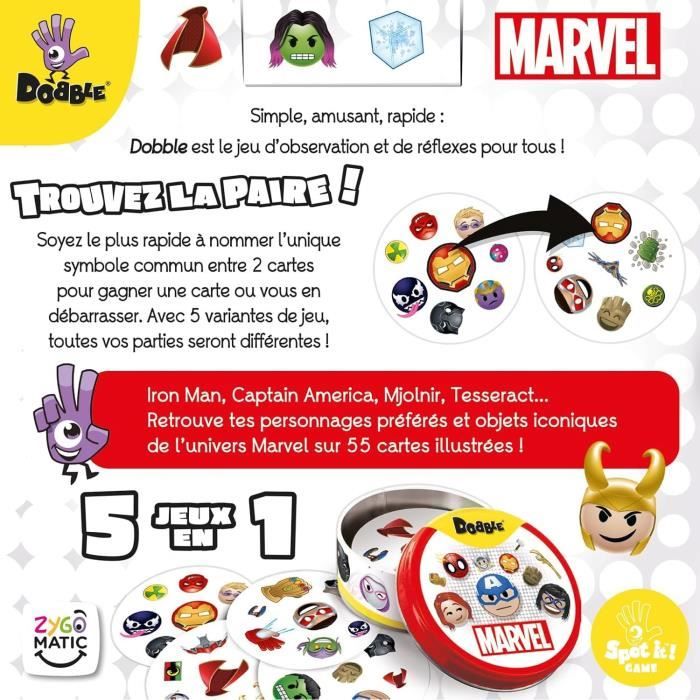 Jeu d'ambiance - ASMODEE - Dobble : Marvel Emoji (Eco Sleeve) - 6 ans - Extérieur - Mixte