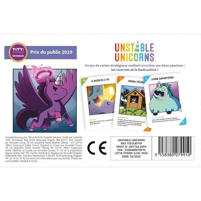 TeeTurtle | Unstable Unicorns | Jeu de société | a partir de 8 ans | 2 a 8 joueurs | 30 a 60 minutes