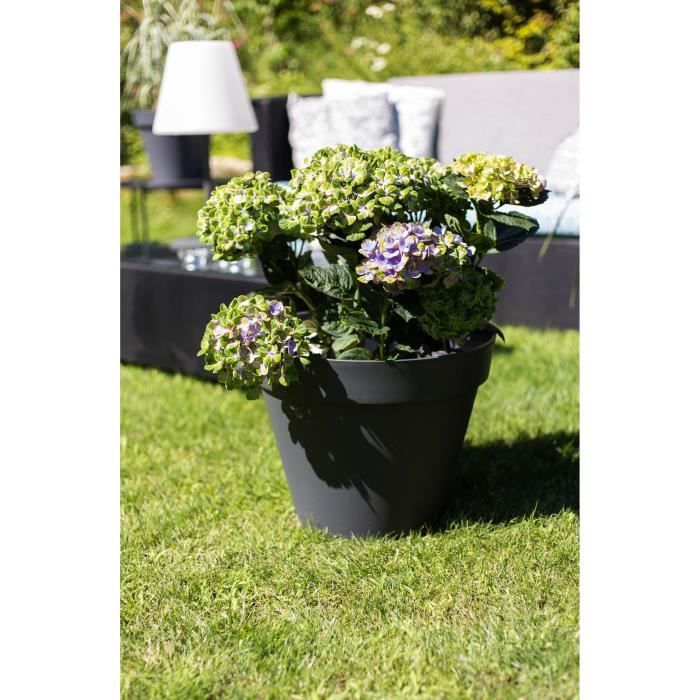 EDA Pot de fleur rond Toscane - Ø 40 x H 32 cm - 23 L - Gris anthracite