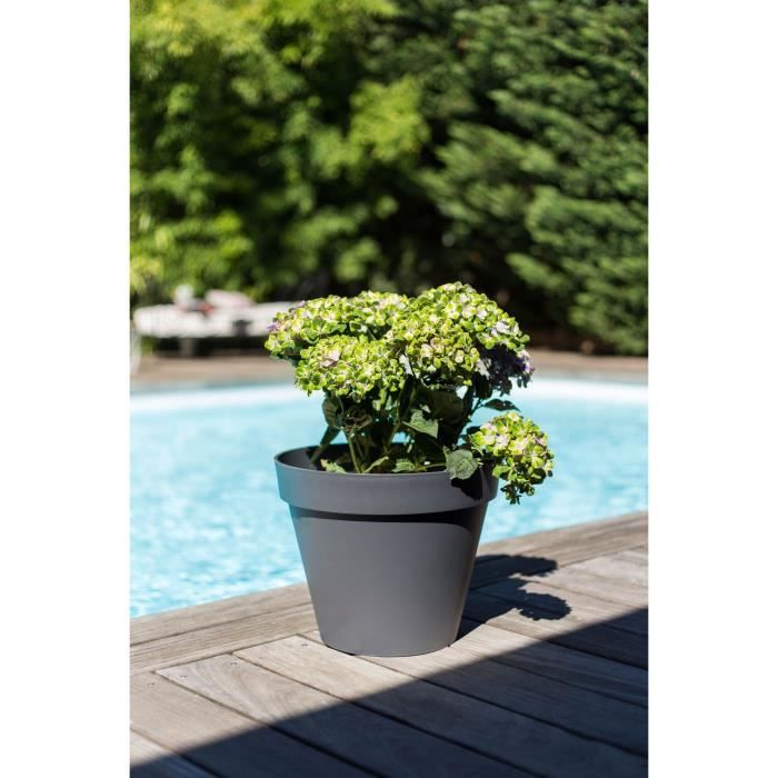 EDA Pot de fleur rond Toscane - Ø 40 x H 32 cm - 23 L - Gris anthracite