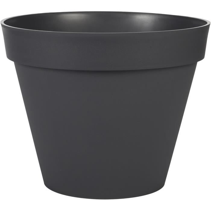 EDA Pot de fleur rond Toscane - Ø 40 x H 32 cm - 23 L - Gris anthracite